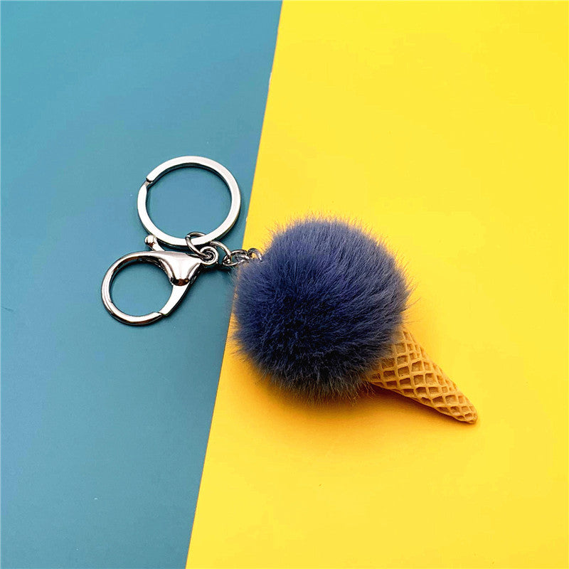 Wholesale Cartoon Fruit Keychain Ice Cream Cone Plush Car Keychain